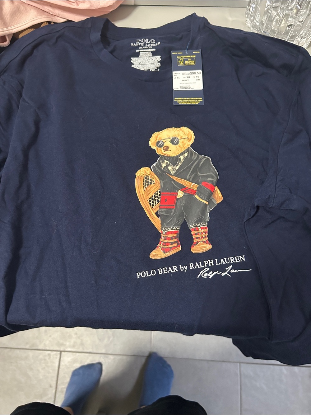 Polo by Ralph Lauren Navy Long-Sleeve Polo Bear Graphic Tee